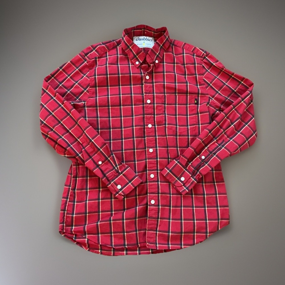Chubbies Red Plaid Button Down Long Sleeve‎ Shirt Women's Medium
